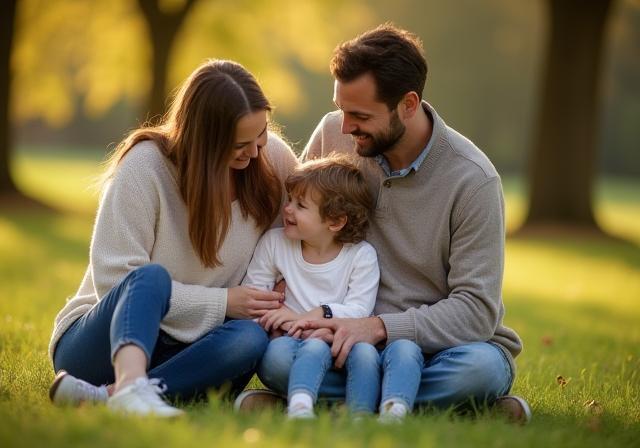 Heartwarming family portrait session outdoors in a park